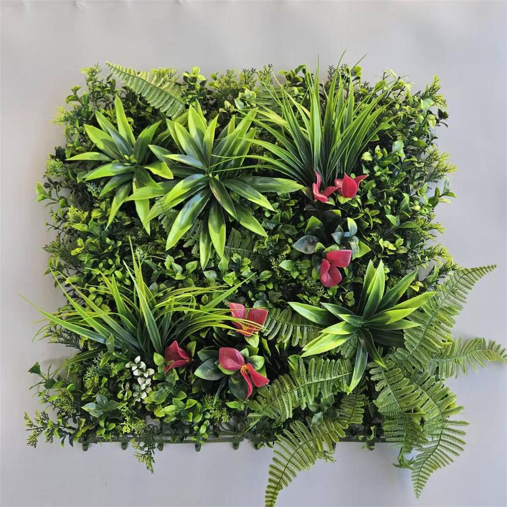 50×50cm Artificial Green Plant Wall - Plastic Vertical Garden, Fake Flower Wall, Synthetic Turf Background