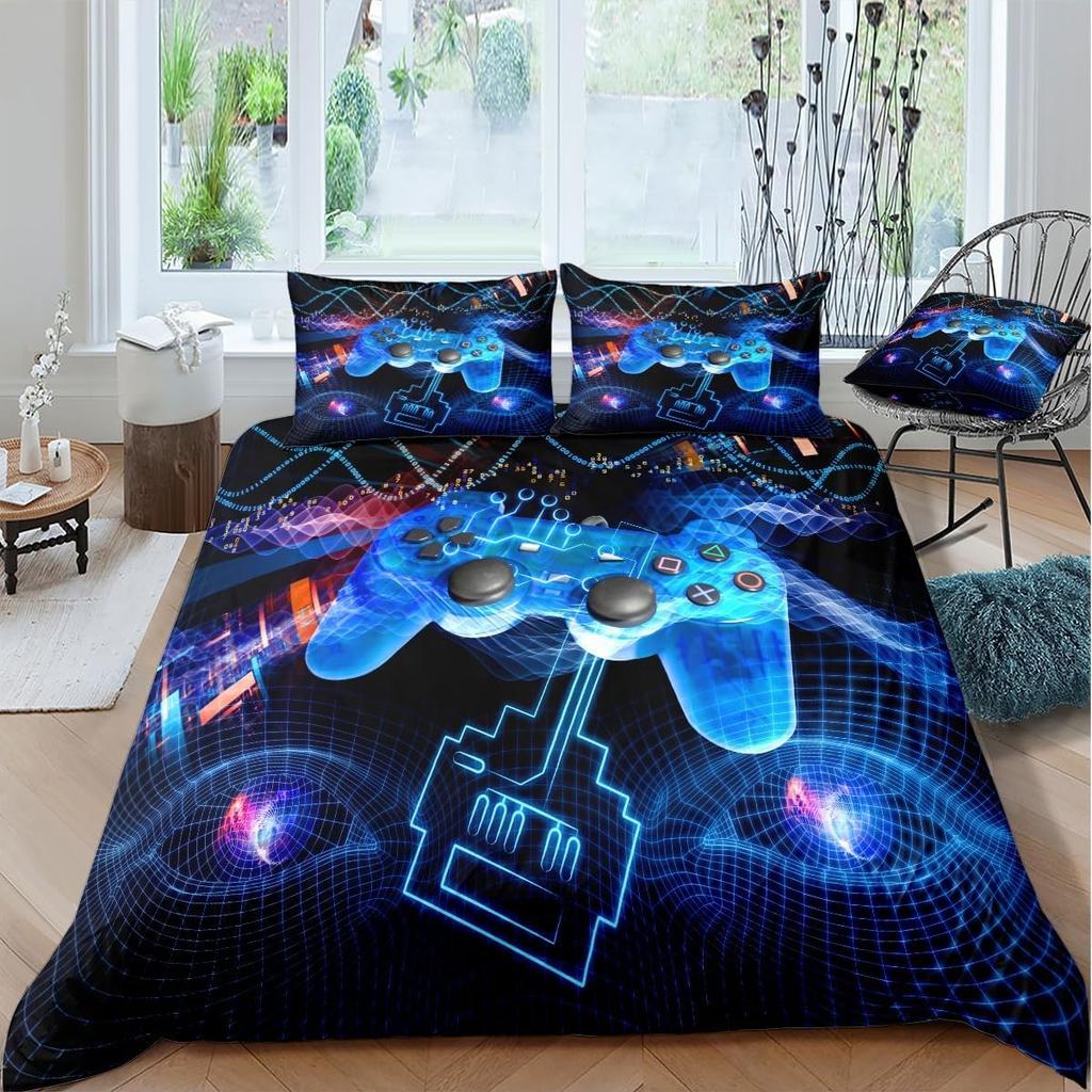 Gamer Bedding Sets for Boys Gaming Duvet Cover Set Video Games Comforter Cover Play Designs Bed Set with Pillowcase