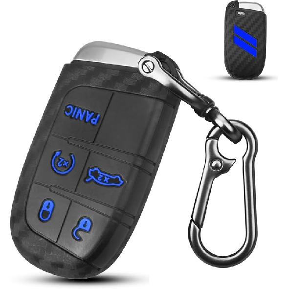 QBUC for Dodge Key Fob Cover 5 Button Silicone Remote Key Case for Dodge for Jeep Grand Cherokee