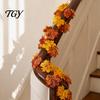 Artificial Plant Decor Fall Maple Leaf Garland, 3.3FT Bendable Autumn Foliage Vine, Theme Props for Thanksgiving Halloween Indoor Outdoor Home Mantle