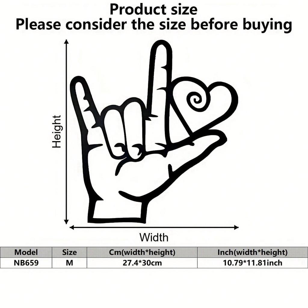 ASL Jag älskar dig Metallväggkonst Inomhus Utomhusskulptur Romantisk Dekor Pedagogiskt Teckenspråk