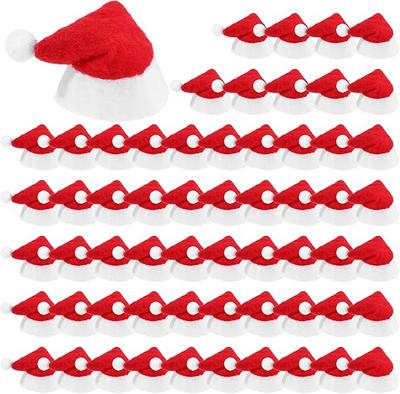 100-pack Mini Jul Tomte Flaskhattar, Lollipophattar, Jul Lollipop Godis Omslag Hatt, Godistoppar Jullov Pa