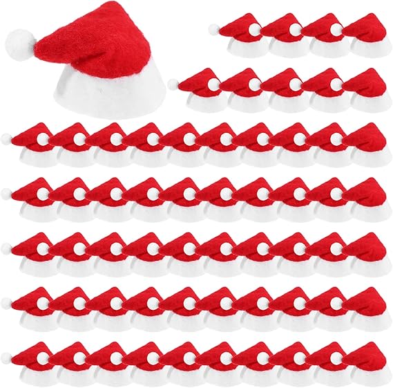 

100 шт. в упаковке: мини-колпачки для бутылок, шапки для леденцов, рождественские колпачки для леденцов, фигурки для конфет, рождественские праздничные украшения