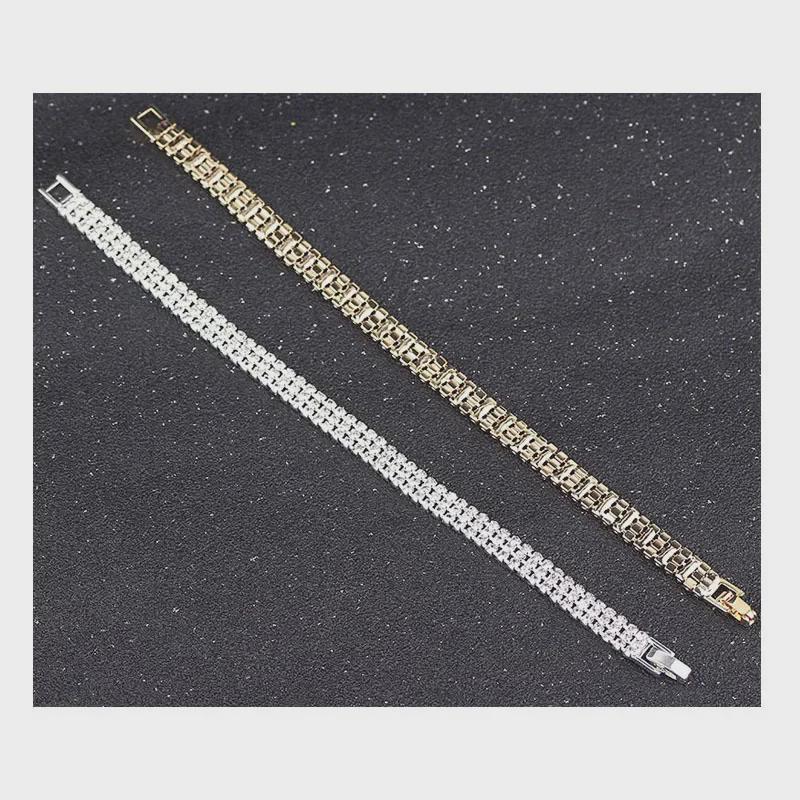 Nuovi braccialetti di cristallo sottili europei e americani con gioielli da donna con diamanti pieni, perfetti per tutte le occasioni. Trasmissione in diretta disponibile.