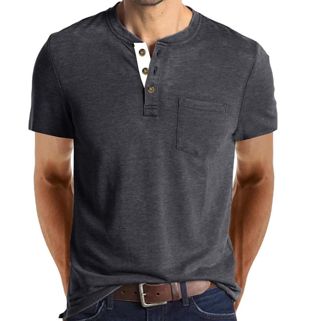 Herren Casual einfarbiges Basis Sportshirt, Herren Rundhals Kurzarm Top