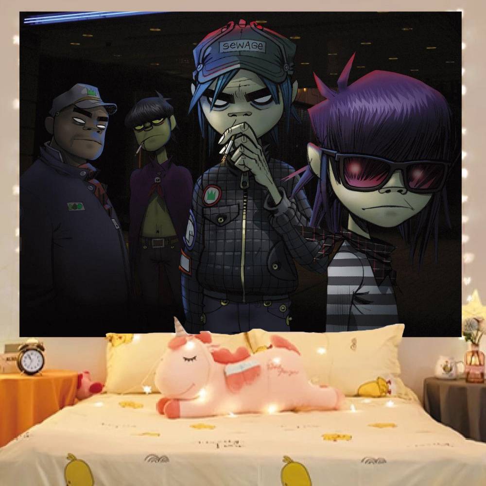 Virtual Rock Band Gorillaz Music Party Backdrop Poster Cake Table Decor Props Gift Baby Party Supplies
