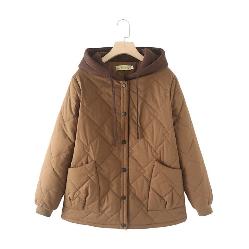 

Женское осенне-зимнее свободное повседневное пальто с капюшоном, хлопковая куртка, утолщенные парки на хлопковой подкладке, пальто XXXXL света кофе