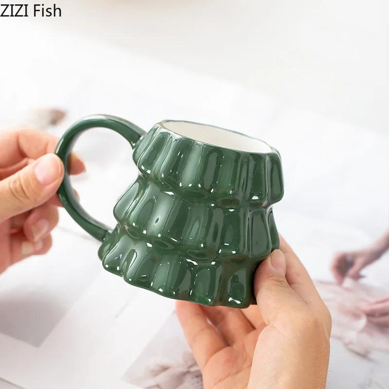 Christmas Tree Porcelain Mugs Water Cup Xmas Tableware 230ml Coffee Mug Dining Table Afternoon Tea Teacup Fruits Juice Cup