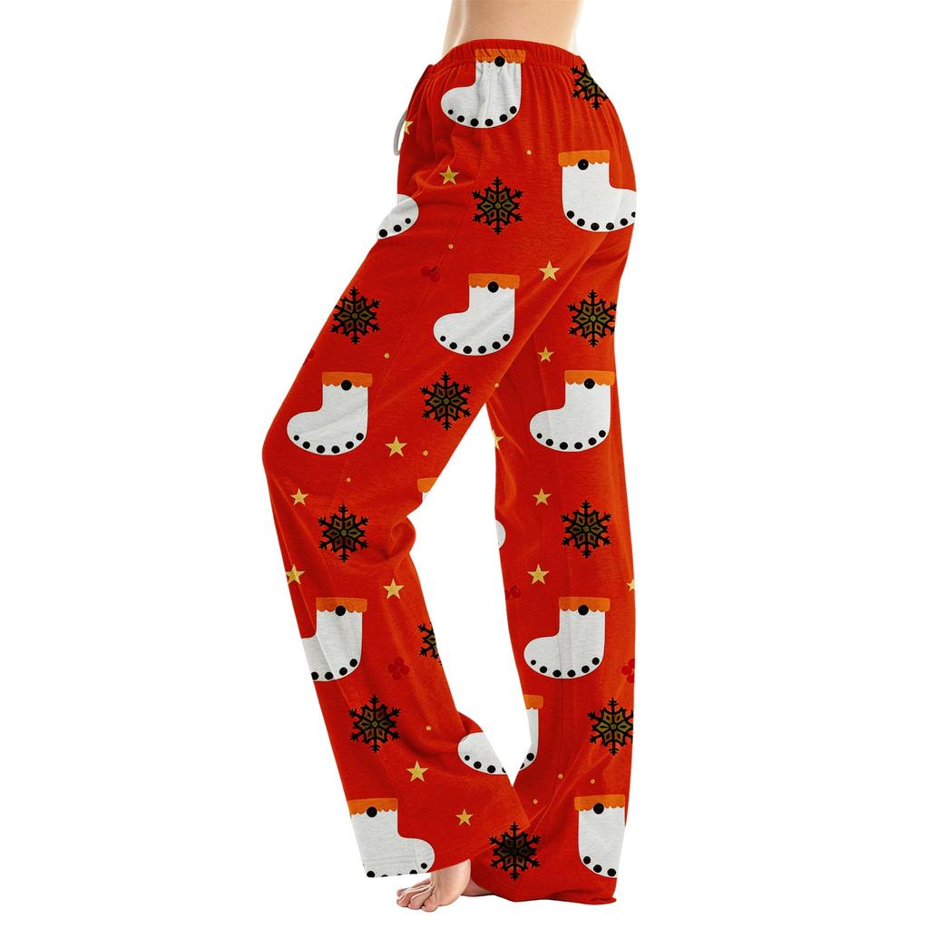 Women's Christmas Print Loose Fit Pajama Pants for Sleep and Home Relaxation