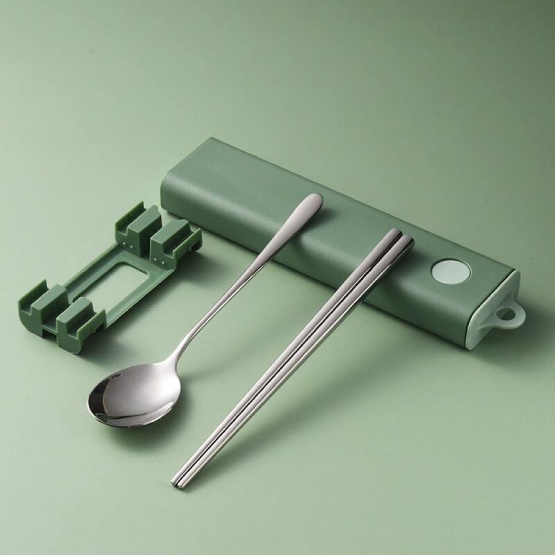 Gourmet Portable Cutlery Set (Green + Stainless Steel)