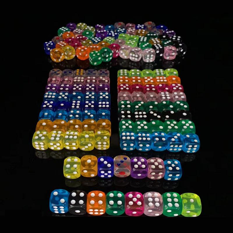 14MM Transparent Acrylic Colored Dice with Rounded Corners
