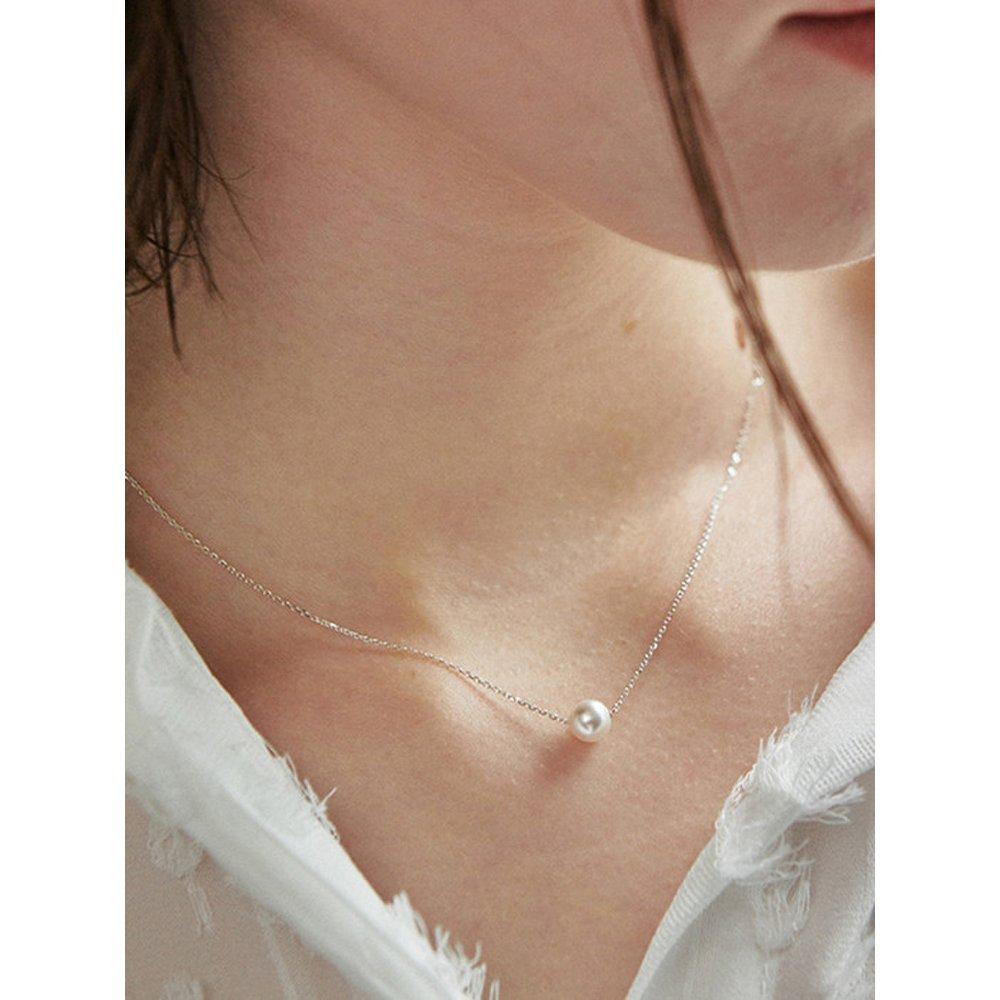 [925 Silver] Un.Silver.131 / Simple Pearl Necklace (Silver)
