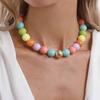 N13167 Colorful Beaded Necklace: Cute Bohemian Handmade Clavicle Chain