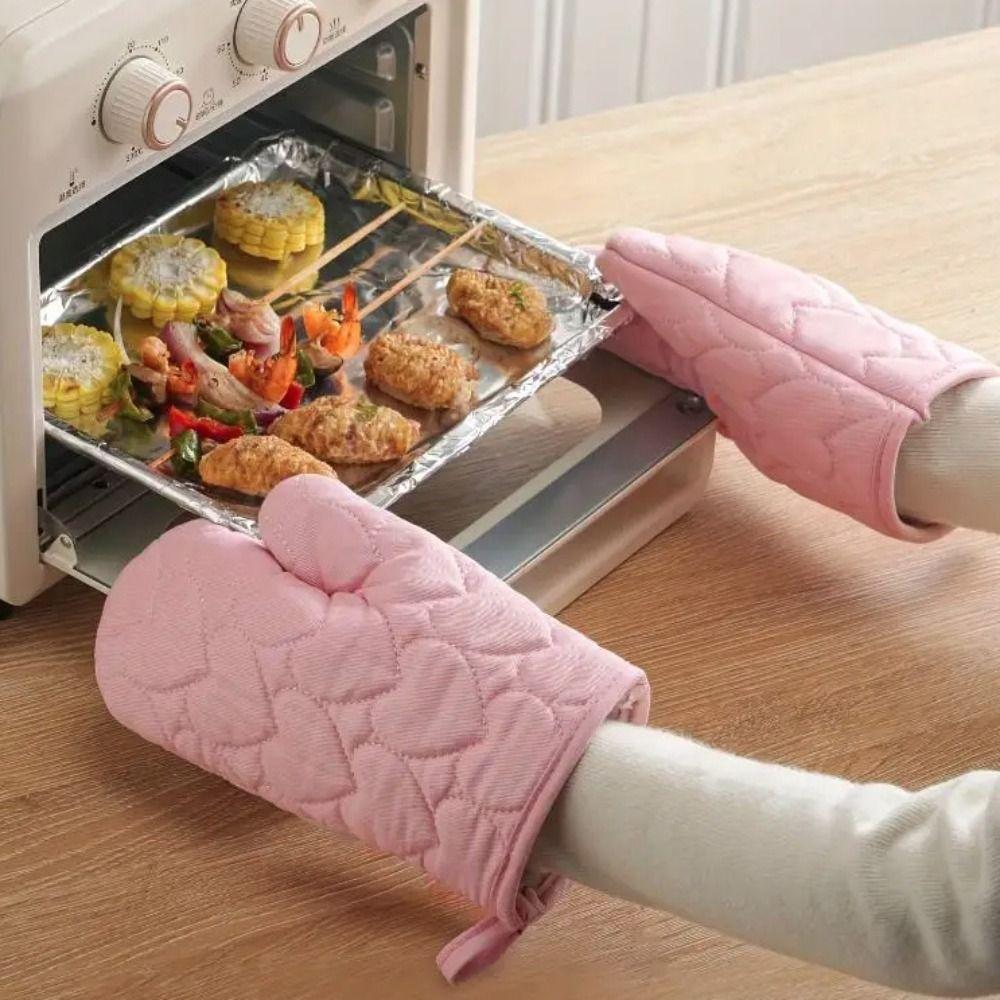 4 pieces/set Thickened Heart Oven Baking Gloves Set Heat Resistant Kitchen Insulated Pad  Hot Pot