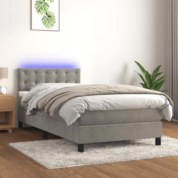 Maison Exclusive - Sommier à lattes de lit avec matelas LED Gris clair 100x200 cm