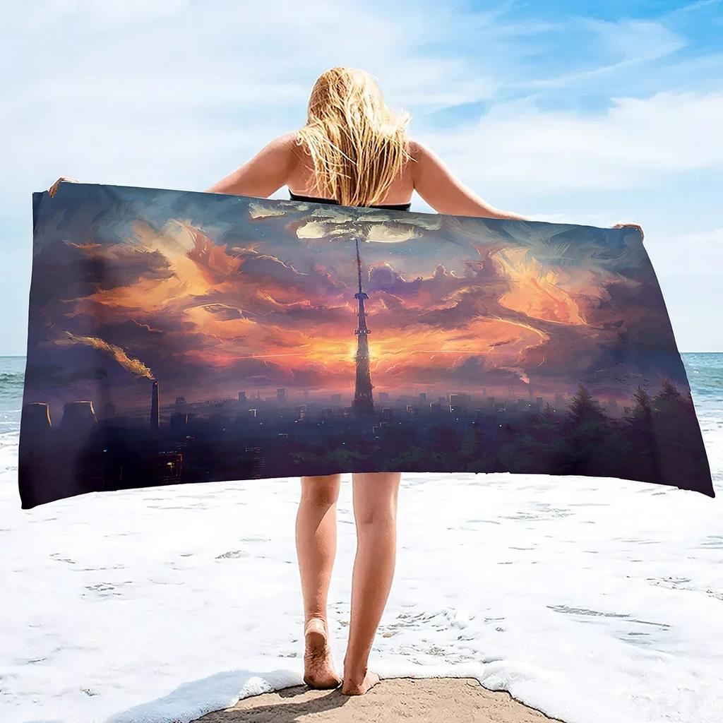 Sunrise Microfiber Thin Beach Towel Lightweight Oversized Extra Large Sand Free Towel Quick Dry Travel Pool Camping Sports Beach