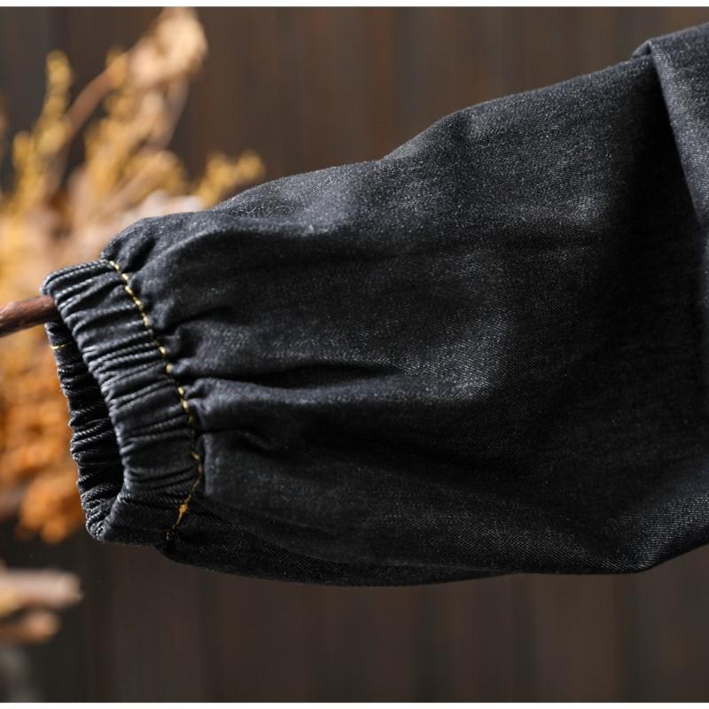 Johnature Women Vintage Stand Jackets Solid Color Zipper Autumn Coats Loose Patchwork Pockets Casual Jackets