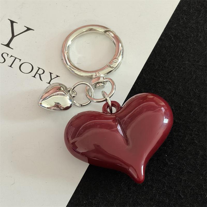 Black Transparent Puffy Heart Charms Keychain Grunge Fashion Bag Backpacks Hanging Ornament Car Key Chain for Women
