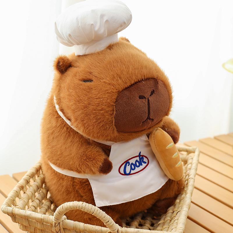 Capybara Chef Large Plush Doll - Cute Cartoon Pillow Gift