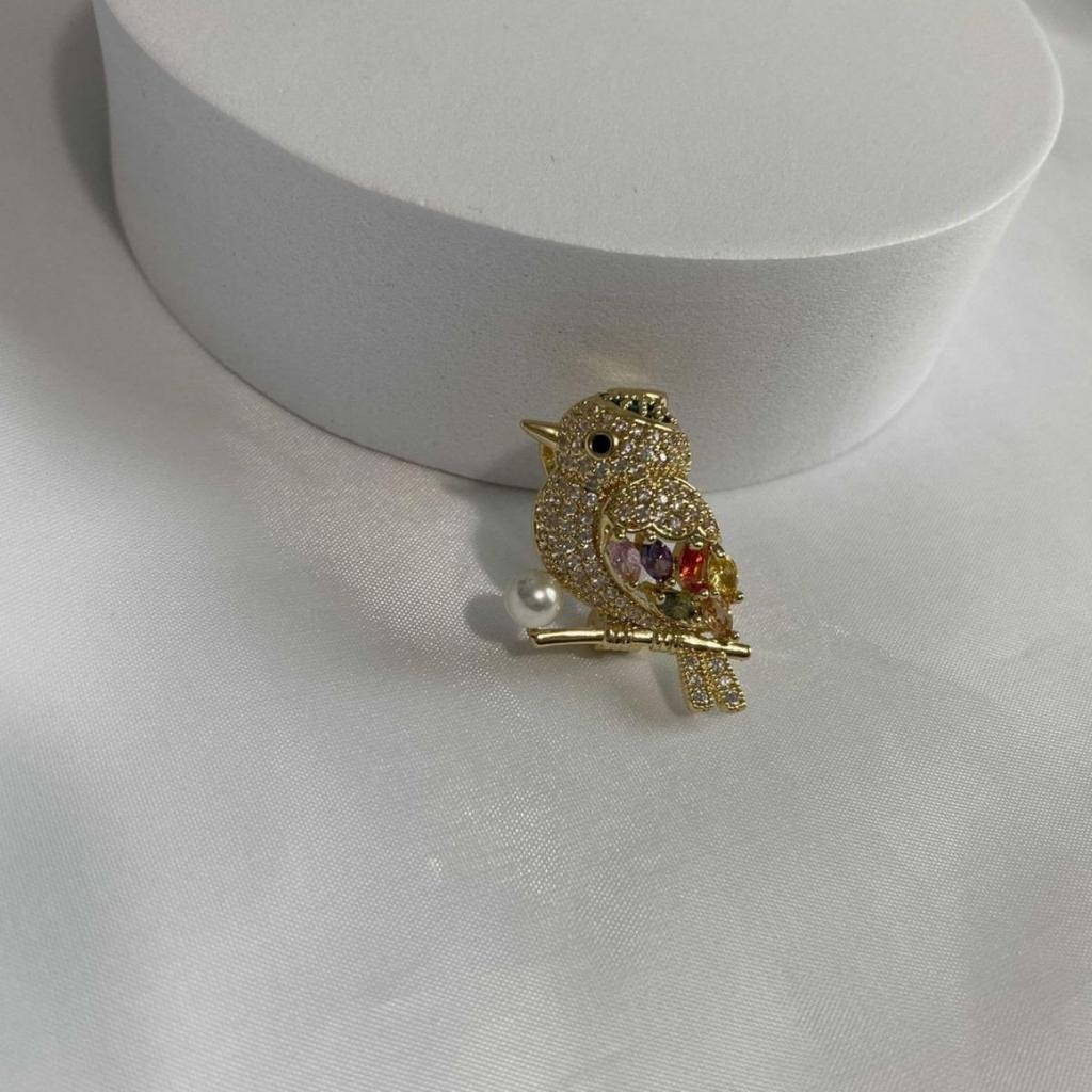 Little Bird Lapel Pin: Women's Copper Brooch for Shirt Collar, Fashion Corsage and Anti-Exposure Jewelry