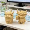 Miniature Display Cabinet Decor 2Pcs Cute Highland Cow Figurine, 3D Printed Bubble Tea Statues, Cartoon Animal Sculpture Summer Farmhouse Style