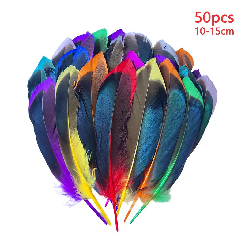 10-15Cm Goose Feathers Trim 50Pcs Long Decoration Plumas Big Small Black Mix Colored White Bulk For Crafts Hat Carnival Salon