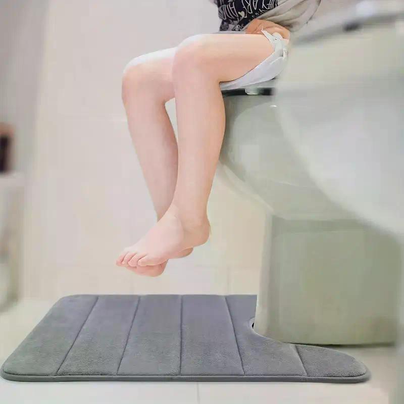 1Pcs U-shaped Toilet Mat Bathroom Mat Bathroom Carpet Bathroom Carpet Memory Foam Bath Mat Anti-skid Super Absorbent