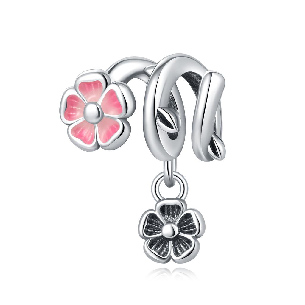 Copper Purple Iris Flower Pendants Bracelet Charms Fit Women Jewelry Party Beads Diy Exquisite Gifts Accessory