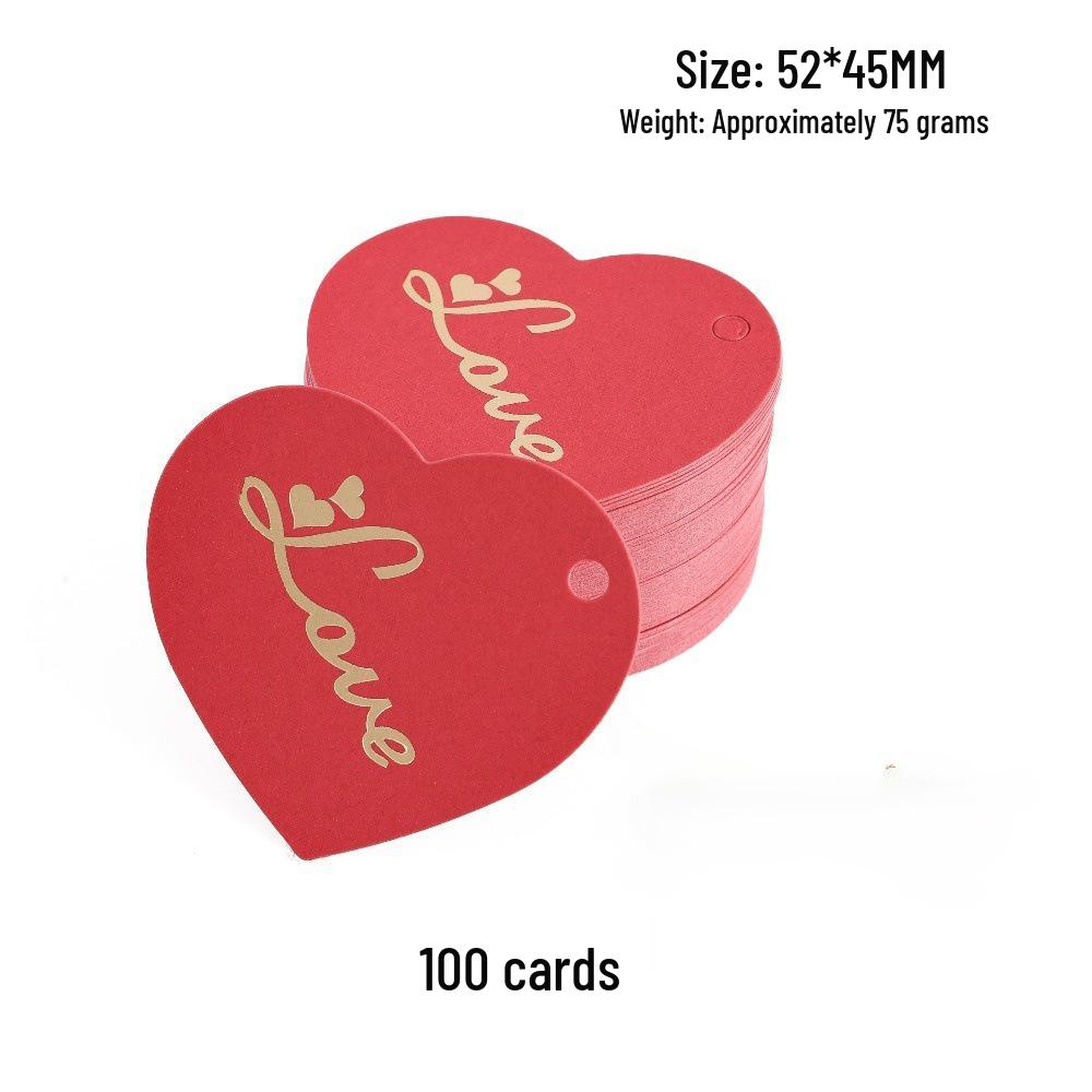 Heart-Shaped Cowhide Paper Blank Tag - Valentine's Day Red Label