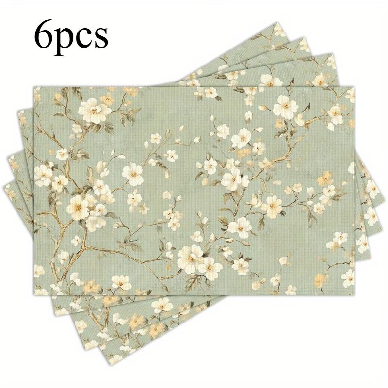 4/6/8pcs Placemat Set, Floral Pattern, 11.81 X 17.72inch, Ideal for Dining And Coffee Tables, Home And Kitchen Decor, Party Decoration, Table Deco