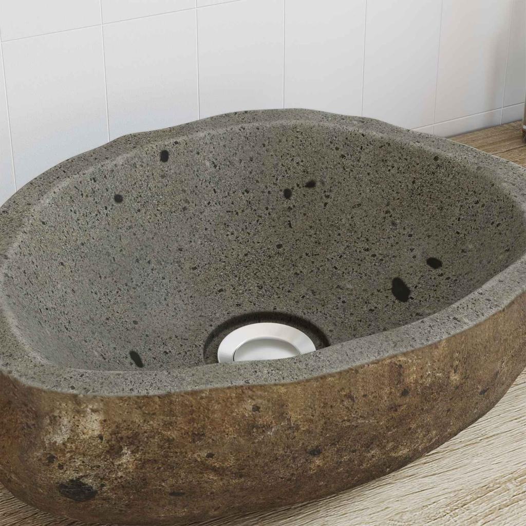 River Stone Wash Basin Light Grey (30 37) * (25 30) * 12 Cm