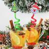 6pcs Santa Claus Snowman Christmas Spiral Straw Spiral Christmas Party Supplies  Party Supplies