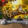 Tapiserie ve stylu Art Deco Ložnice Tapiserie Král lesa Tapiserie Tiger Leopard Tapiserie Forest Animal Tapiserie