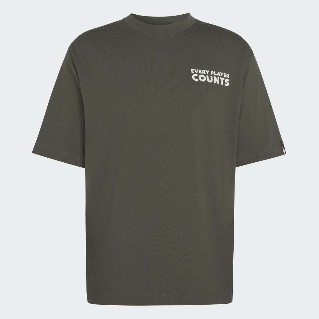 adidas VERBIAGE T Shirts Men's Strata Olive Green Crew Neck Moderate