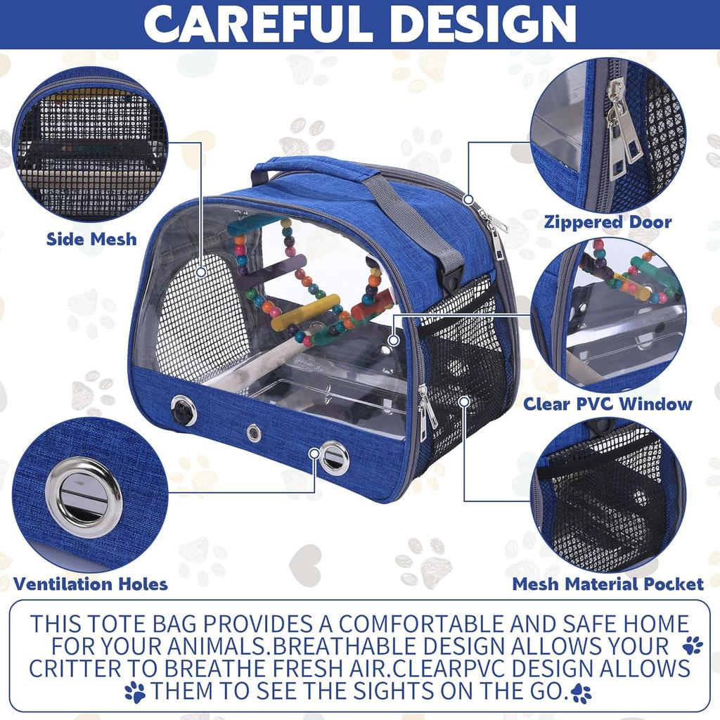 BALAPET Bird Carrier Travel Cage with Bird Ladder and Stainless Tray,Small Bird Travel Cage for Parrot,Portable Bird Backpack with Stand and Shoulder