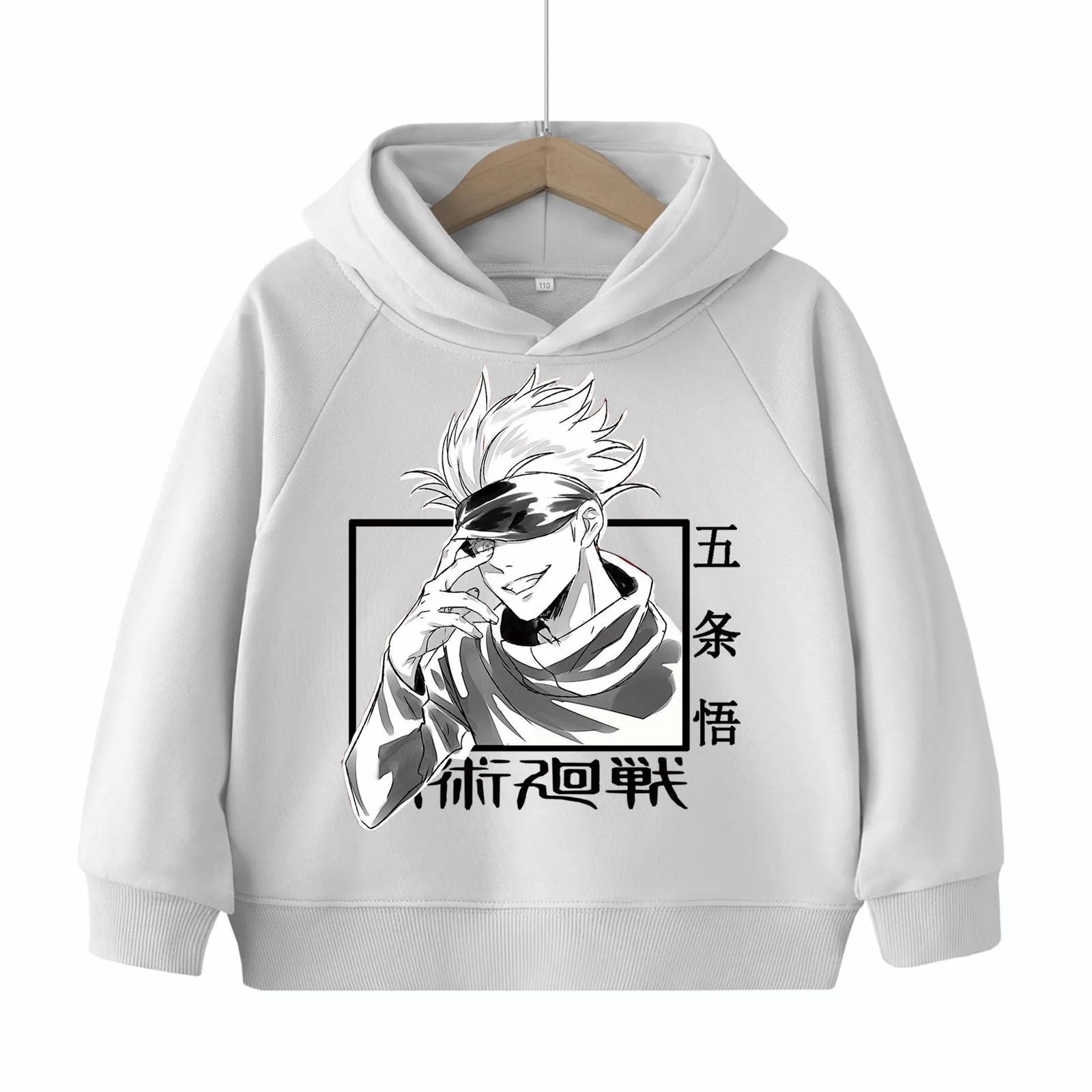 

Jujutsu Kaisen Годжо Сатору Аніме Дитяча Худі Харадзюку Хіп-Хоп Пуловер Топи Толстовка L білий