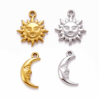 3 Stück Edelstahl Sonne Mond Anhänger Lachendes Gesicht Charms Für Schmuckherstellung DIY Halskette Armband Charm Zubehör Zubehör