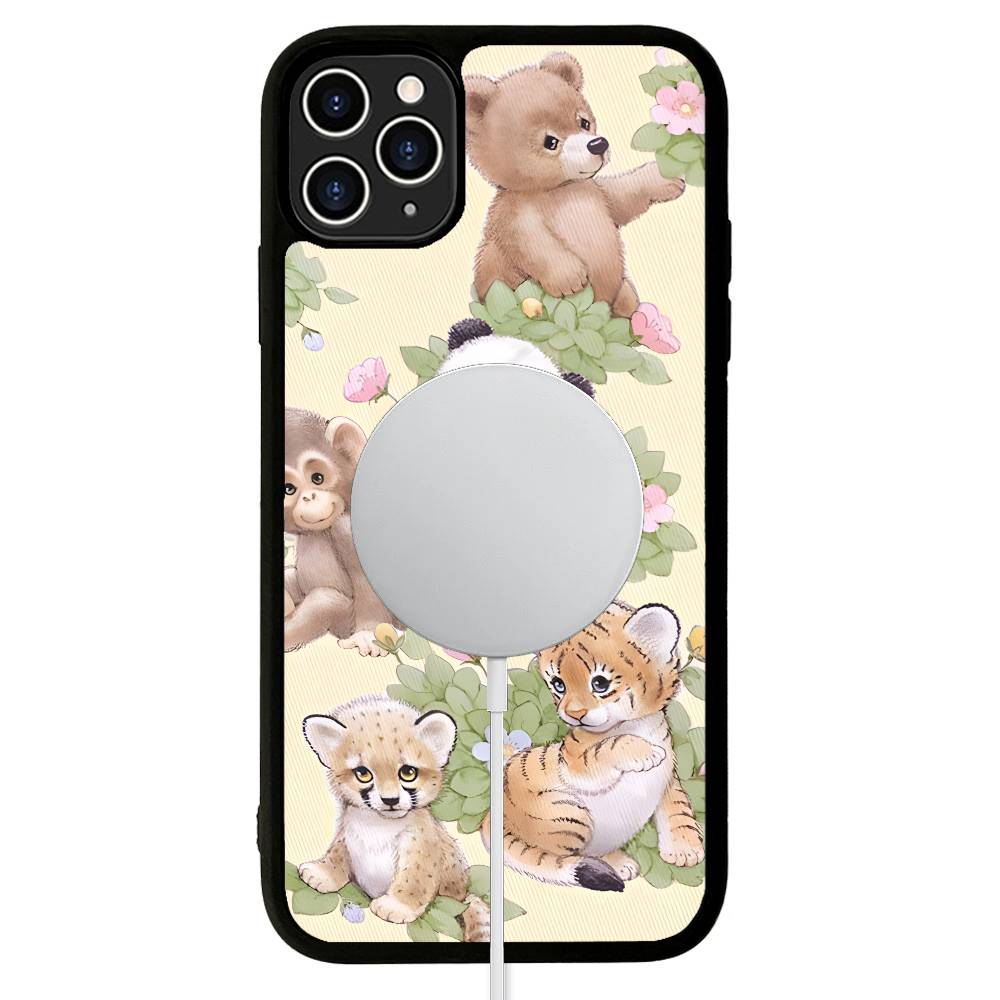 Wildflower Safari Babies Bear For Magsafe Phone Case For IPhone 17 Air 16 15 14 13 12 11 Pro Max Plus Shockproof Cover