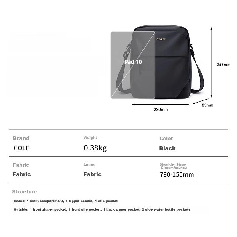GOLF Men's Casual Crossbody Bag, Shoulder Bag, Water-Resistant Phone Bag, Commuter Square Bag
