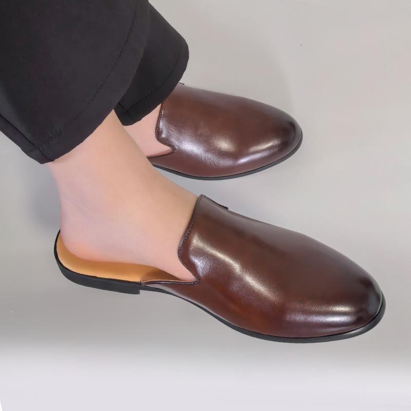 Übergröße 45 46 Slip-On Mules Freizeitschuhe Loafer Lässige Halbschuhe Für Herren Ledersneaker Backless Slides Sandalen