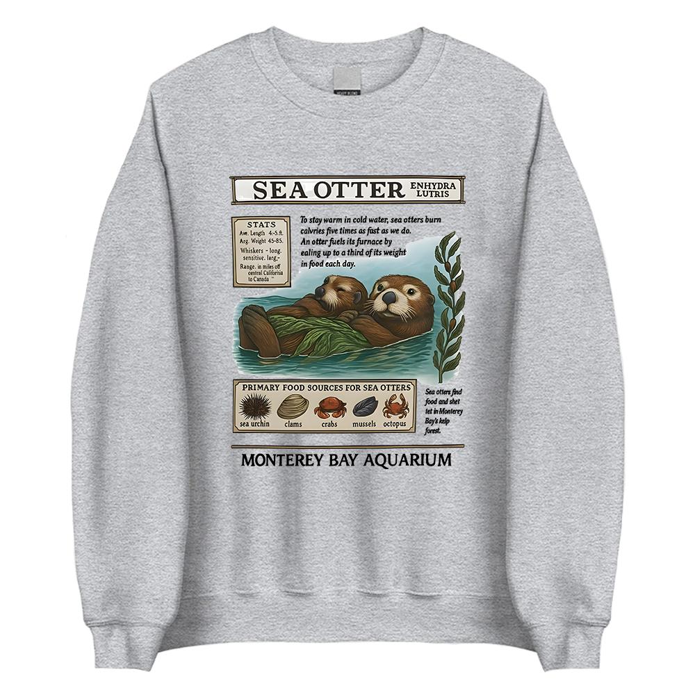 Sea Otter Monterey Bay Aquarium Sweatshirt Long Sleeve Female Winter Pullovers Crewneck Women Men Casual Clothing Streetwear