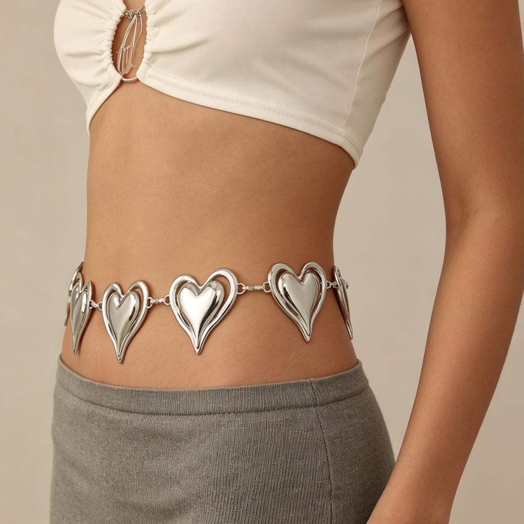 European and American Jewelry Love Waist Chain Belly Button Chain with Skirt Women's Niche High-end Chain Belt