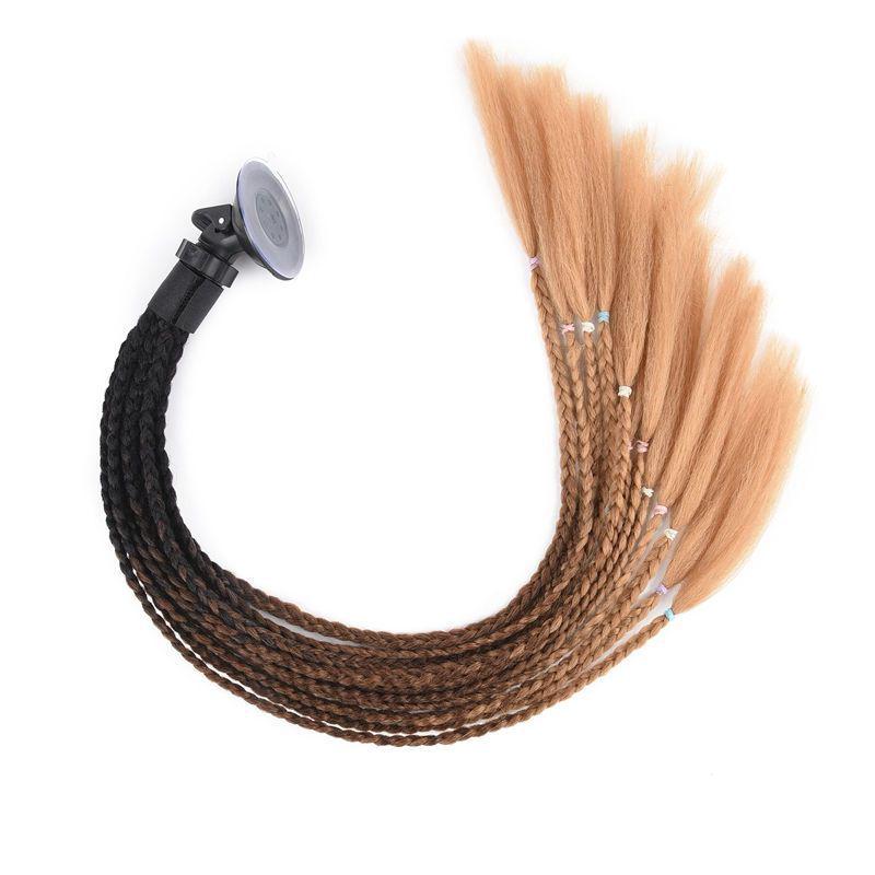 Motorcycle Helmet Dreadlock Braid Decor, 60cm Suction Cup for Delivery Riders