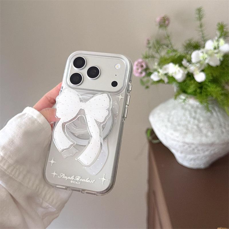 Luxury Rhinestone Bow Magnetic Phone Case for iPhone 17/16 Pro Max/15/14