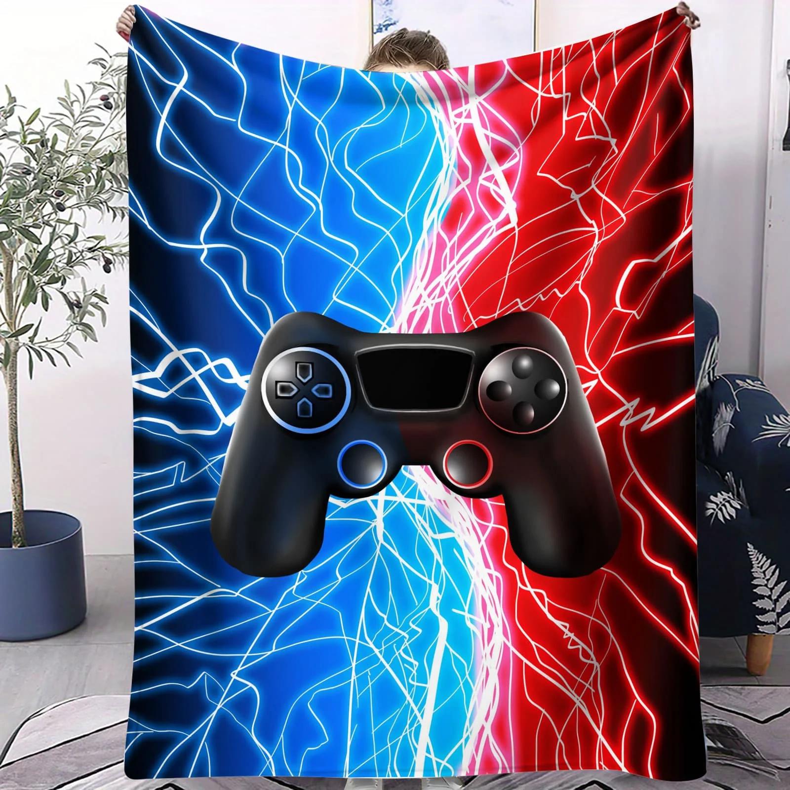 

TwoTone Lightning Gaming Controller Blanket ESports Fleece Throw for Beds Sofa Gaming Room Decor Adults Cozy Warm Gift 40x50inch 101x127cm