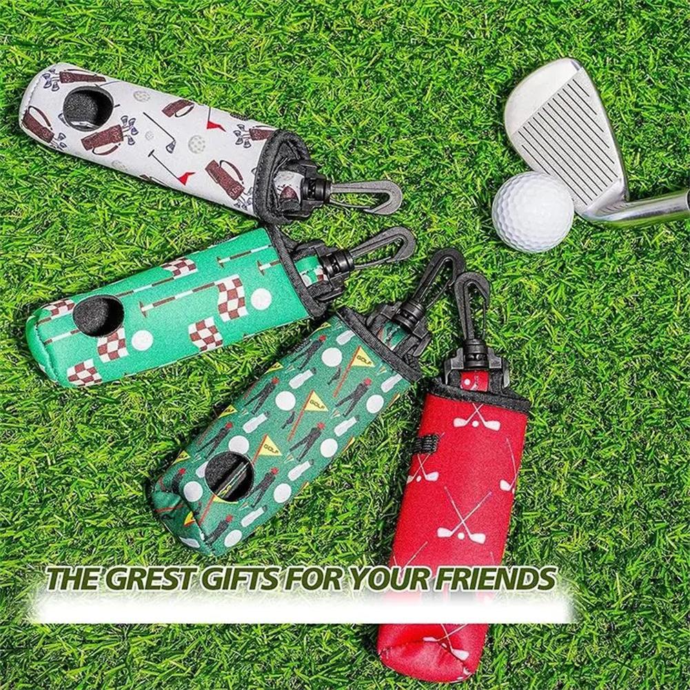 Golf Ball Carry Bag Pouch, Neoprene Golf Ball Holder With Keychain Belt Clip, Portable Lightweight Golf Carry Bag Accessories For Outdoor Storage