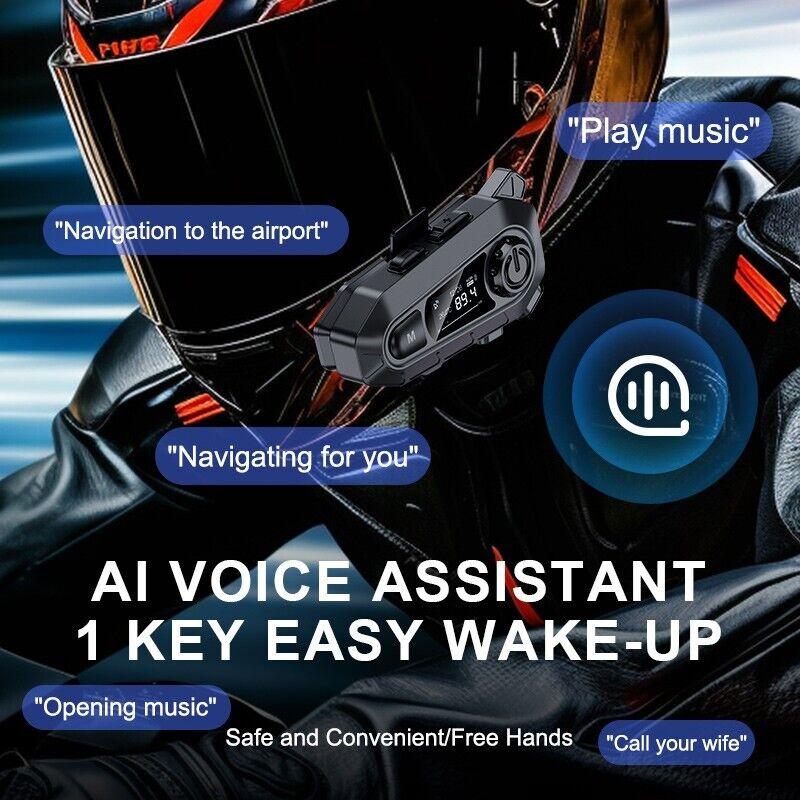 Motorcycle Helmet Headset Wireless Handfree Call Waterproof Bt 5.4 Moto Headphone With Fm Radio Large Led Display For Rider
