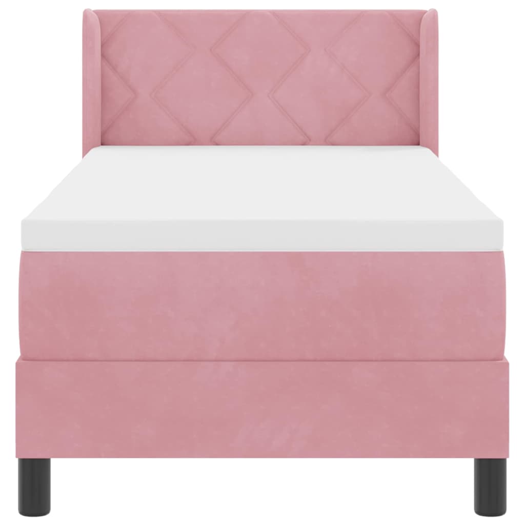 Box Spring Bed with Headboard Pink 200 X 80 Cm Velvet