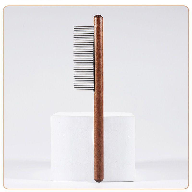 Solid Wood Grooming Comb for Cats & Dogs - Fine-Toothed, Knot Remover, Long Hair, Short Hair, Floating Hair Removal Brush.