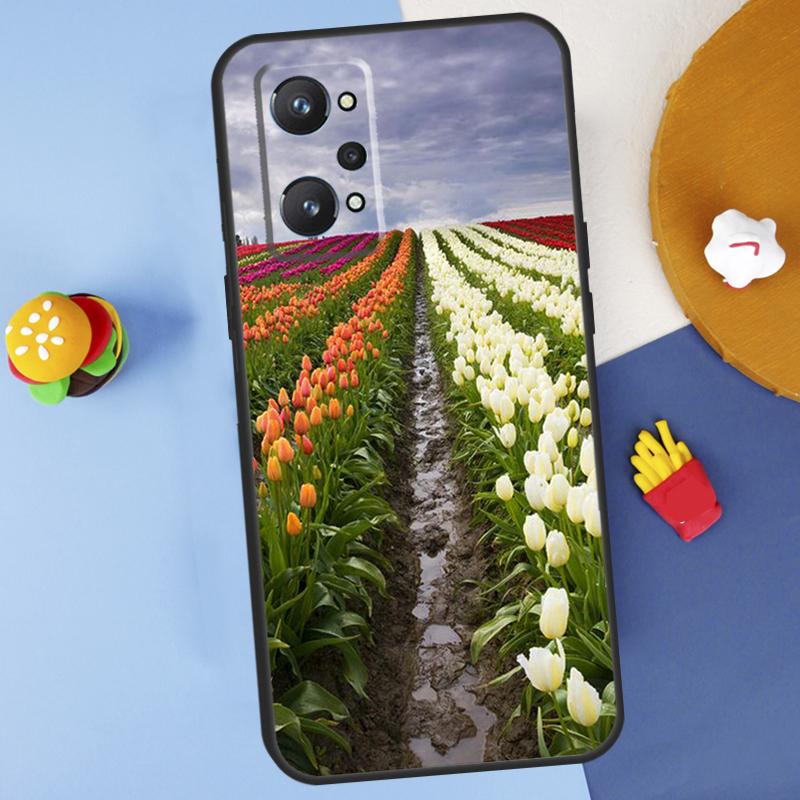 Spring Tulips Flower For Realme C55 C67 C61 C75 C53 C51 C21Y C25S GT 6 6T 5 GT7 Pro 10 11 12 13 14 Pro Plus Case